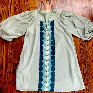 Ciebon Mint Green Dress with Blue Pattern size small